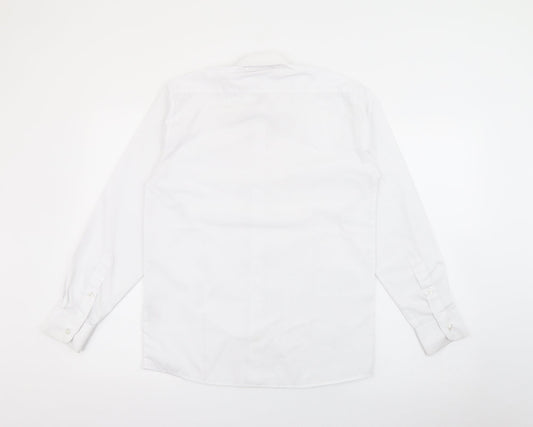 Banner Boys White Polyester Basic Button-Up Size 13-14 Years Collared Button