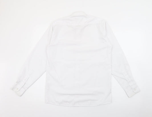 Banner Boys White Polyester Basic Button-Up Size 13-14 Years Collared Button