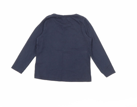 RTR Girls Blue Cotton Basic T-Shirt Size 5 Years Crew Neck