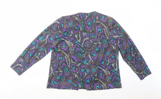 Norman Linton Womens Multicoloured Geometric Jacket Blazer Size L
