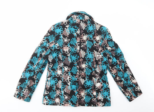 Gerard Womens Black Floral Jacket Blazer Size 12 Button