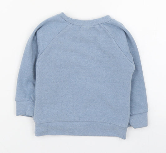Preworn Baby Blue Cotton Pullover Jumper Size 6-9 Months