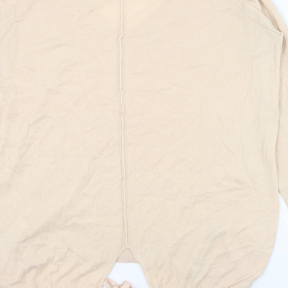 Marks and Spencer Womens Beige V-Neck Cotton Pullover Jumper Size 12