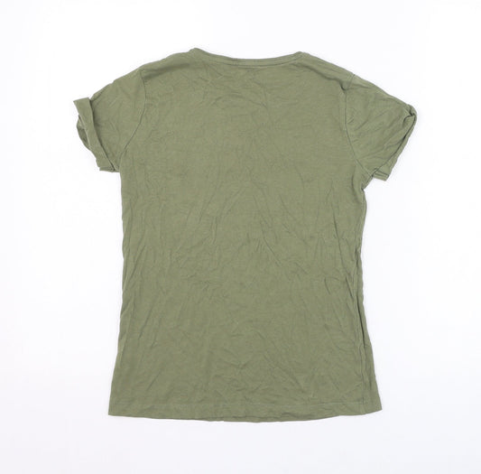 Primark Girls Green Cotton Basic T-Shirt Size 10-11 Years Round Neck Pullover - L'amour