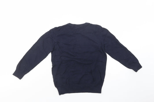 Gap Boys Blue V-Neck Cotton Pullover Jumper Size 4 Years Pullover