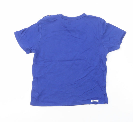 Timberland Boys Blue Cotton Pullover T-Shirt Size 4 Years Crew Neck Snap