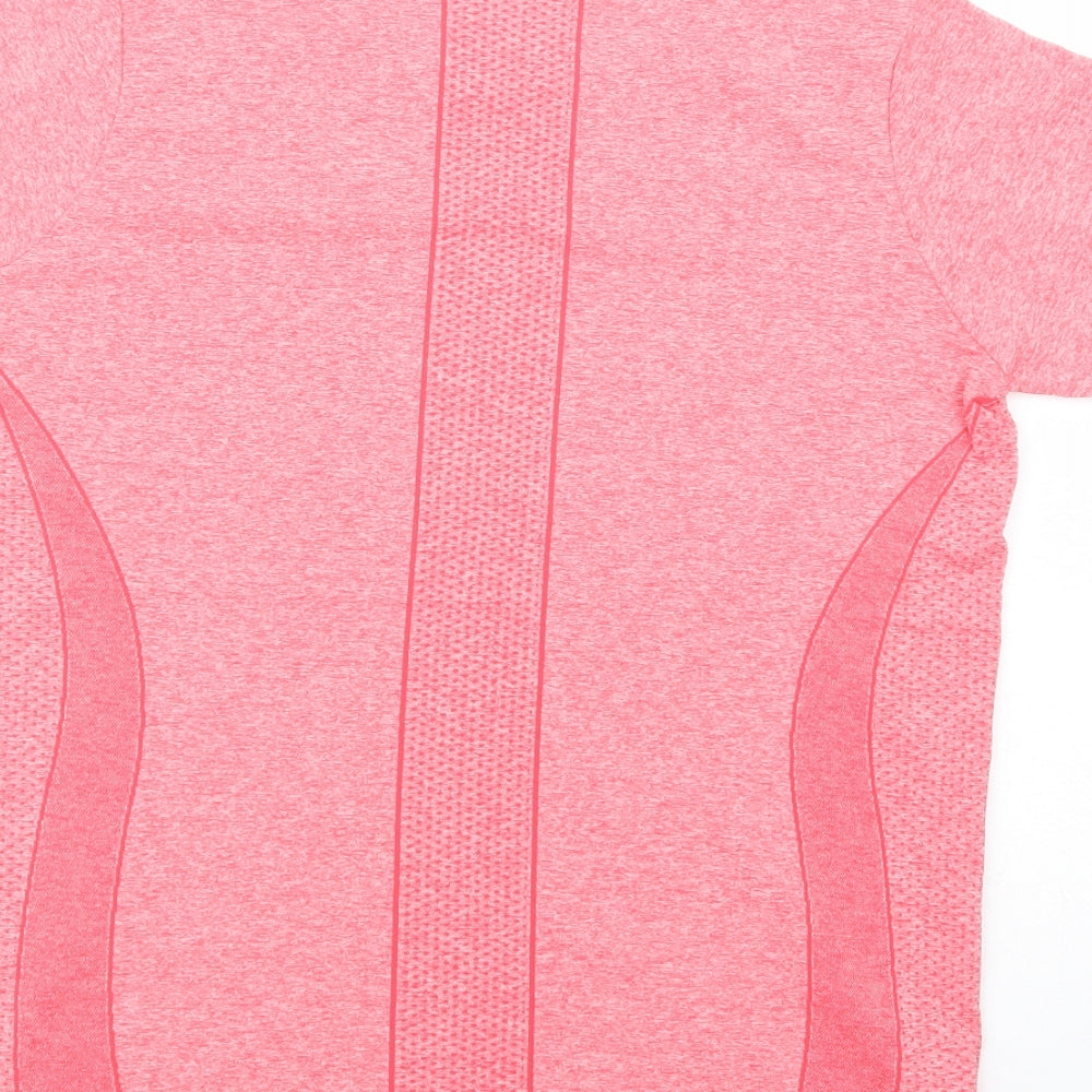Dunnes Stores Womens Pink Nylon Pullover T-Shirt Size M Crew Neck Pullover