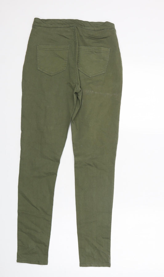 Quiz Womens Green Cotton Jegging Jeans Size 10 L31 in Regular Button