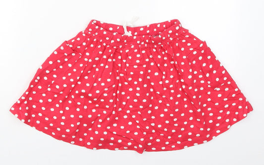 So Cute Girls Red Polka Dot Cotton Skater Skirt Size 2-3 Years Regular Drawstring