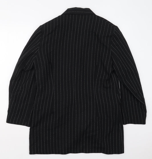 ELVI Womens Black Striped Polyester Jacket Suit Jacket Size 14