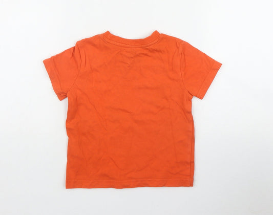 F&F Boys Orange Cotton Basic T-Shirt Size 18-24 Months Round Neck Pullover - Chameleon