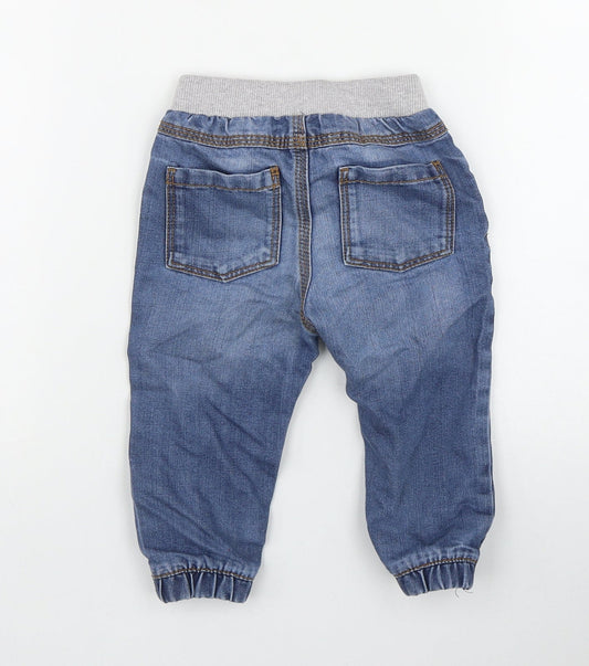 F&F Boys Blue Cotton Jogger Jeans Size 9 Months Pullover