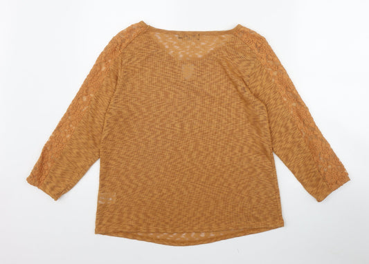 Natura Womens Orange Polyester Basic T-Shirt Size 2XL Round Neck