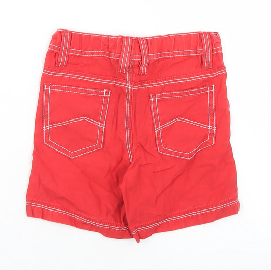 George Boys Red Cotton Cropped Trousers Size 12-18 Months Button