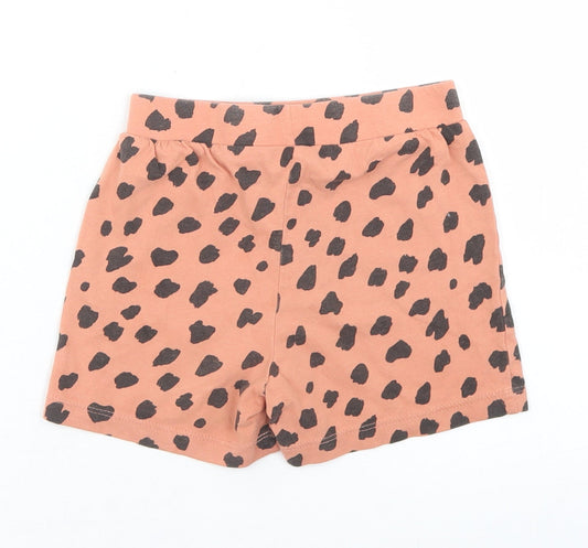 Primark Girls Brown Animal Print Cotton Sweat Shorts Size 2-3 Years Regular