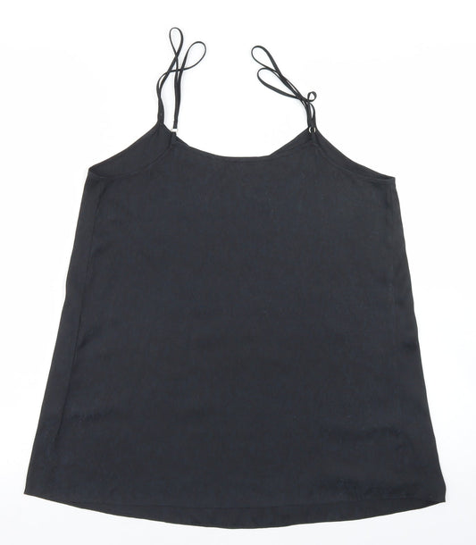 River Island Womens Black Animal Print Polyester Camisole Blouse Size 10 Round Neck