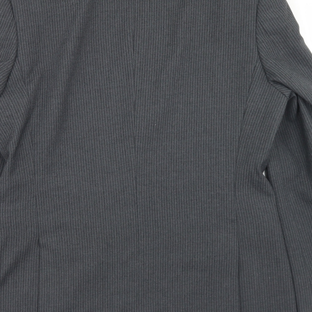 Jack Reid Mens Grey Striped Polyester Jacket Blazer Size 38