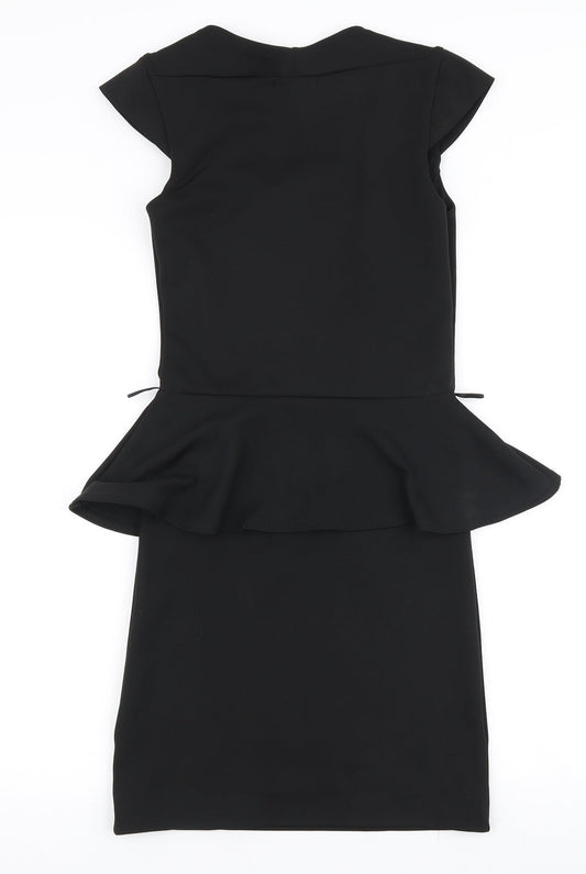 Exhibit Womens Black Polyester Bodycon Size 8 Round Neck Pullover