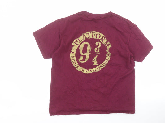 Gildan Boys Red Cotton Pullover T-Shirt Size M Crew Neck Pullover - Harry Potter