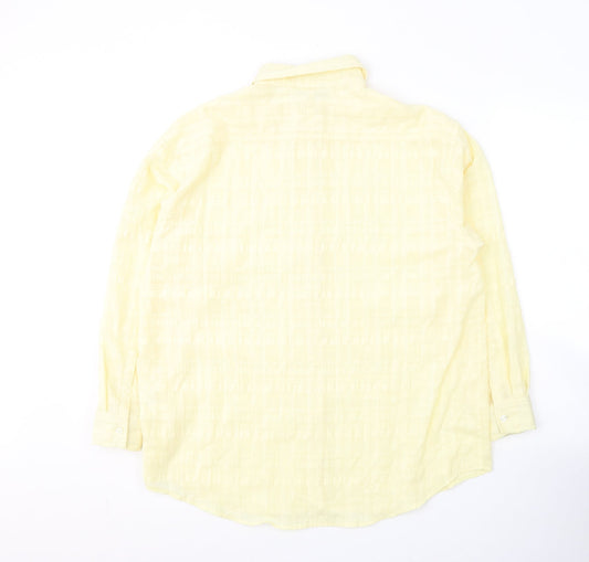 Damart Womens Yellow Polyester Basic Button-Up Size 16 Round Neck