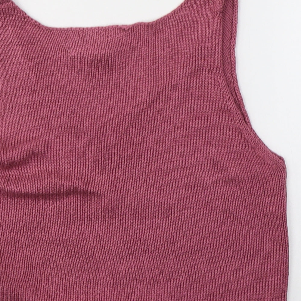 FOREVER 21 Womens Pink Acrylic Cropped T-Shirt Size S Round Neck