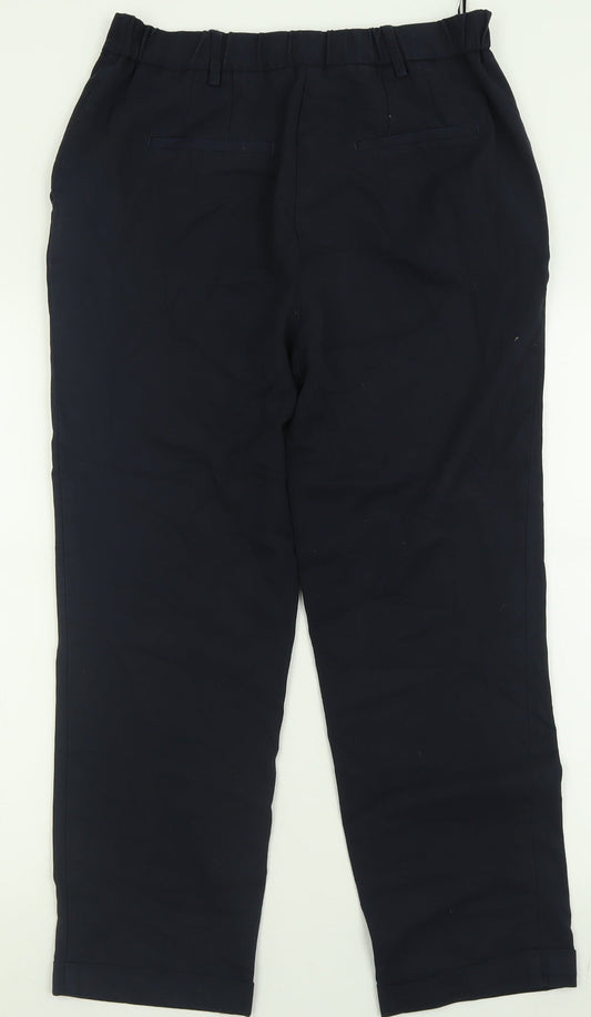 n3xt Womens Black Polyester Trousers Size 12 L26 in Regular Hook & Eye
