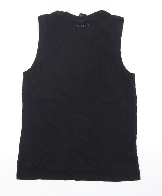 Pursue Fitness Womens Black Cotton Basic Tank Size S Round Neck Pullover