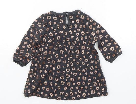 George Girls Multicoloured Animal Print Viscose Jumper Dress Size 0-3 Months Round Neck
