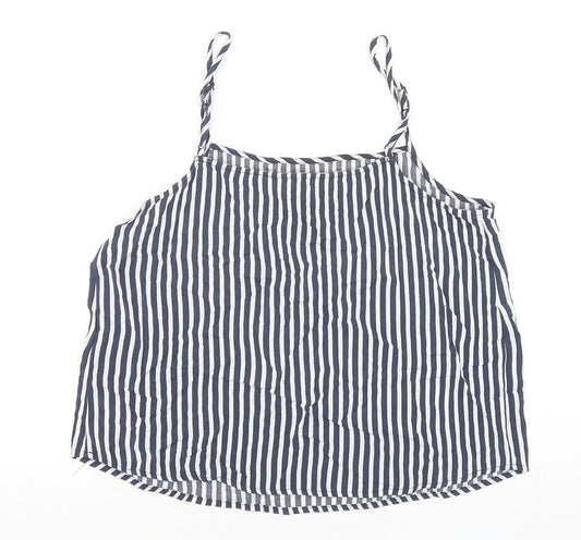 H&M Womens Multicoloured Striped Viscose Cropped Tank Size 10 Round Neck
