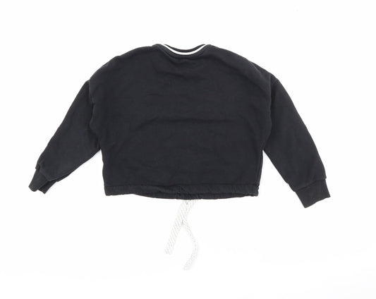 Marks and Spencer Girls Black Cotton Pullover Sweatshirt Size 7-8 Years