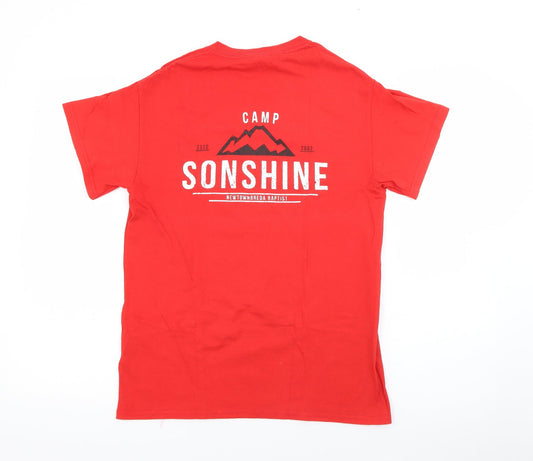 Gildan Mens Red Cotton T-Shirt Size S Crew Neck