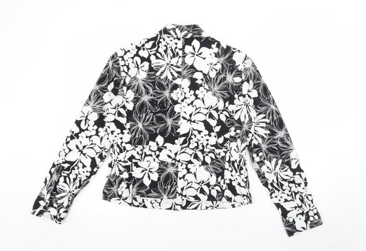 Liz Clasiborne Womens Black Floral Jacket Size S Snap