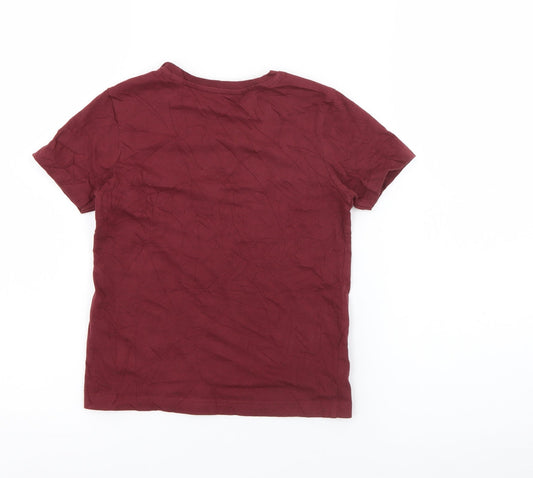 George Boys Red Cotton Pullover T-Shirt Size 5-6 Years Crew Neck