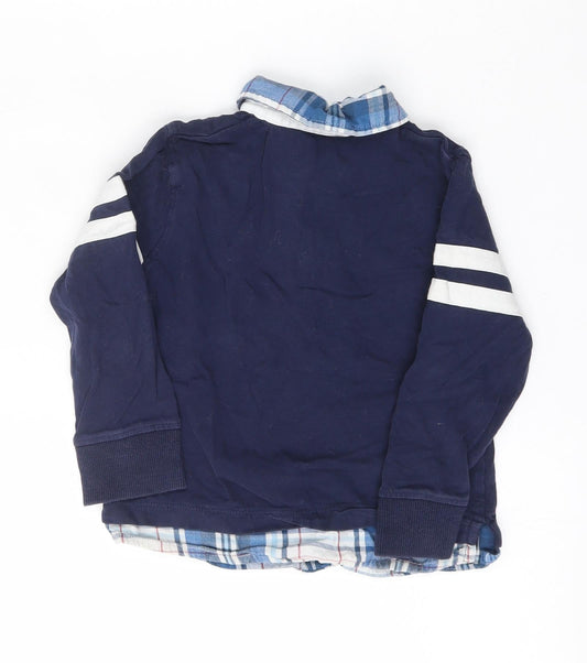 NEXT Boys Blue Cotton Basic Polo Size 3 Years Collared Button