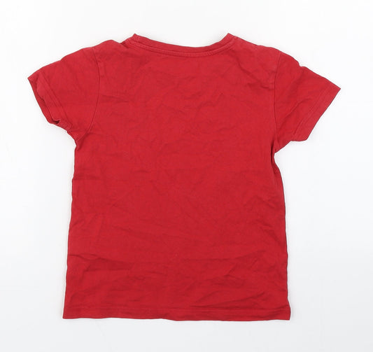 Primark Boys Red 100% Cotton Basic T-Shirt Size 5-6 Years Round Neck Pullover