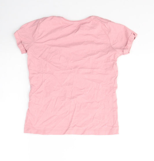 Primark Girls Pink Cotton Basic T-Shirt Size 7-8 Years Round Neck Pullover - Don't/kinda care