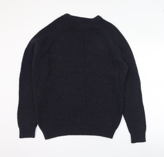 Dunnes Stores Mens Blue Round Neck Acrylic Pullover Jumper Size M