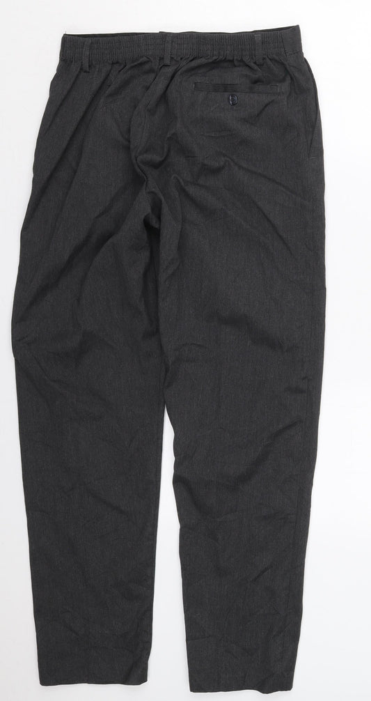 Preworn Mens Grey Polyester Trousers Size 30 L29 in Regular Hook & Eye