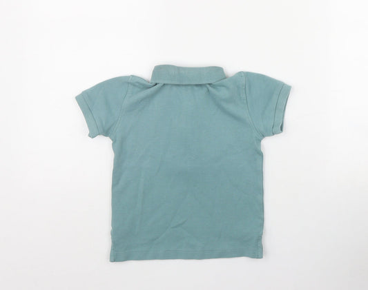 NEXT Boys Blue Cotton Basic Polo Size 3-6 Months Collared Zip