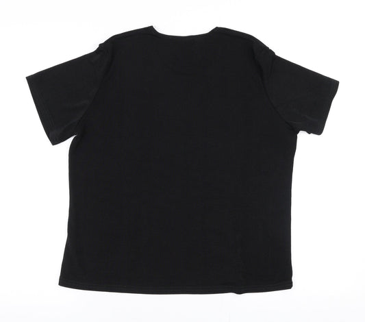 Essential Womens Black Polyester Jersey Blouse Size 16 Round Neck