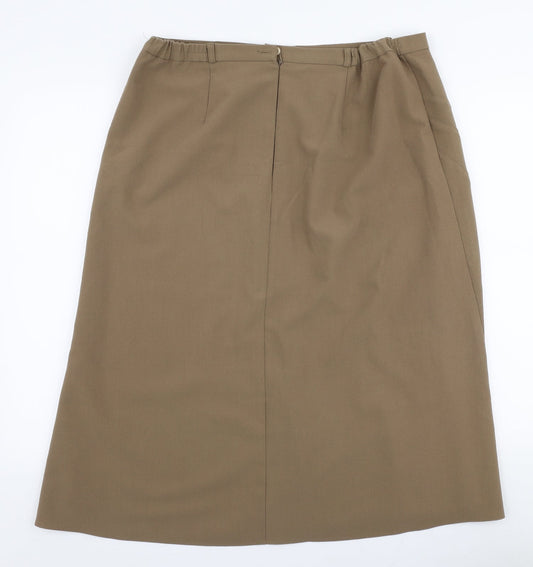Essential Womens Brown Polyester A-Line Skirt Size 34 in Zip