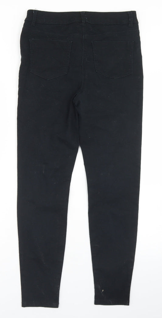 Matalan Womens Black Cotton Skinny Jeans Size 10 L27 in Regular Button