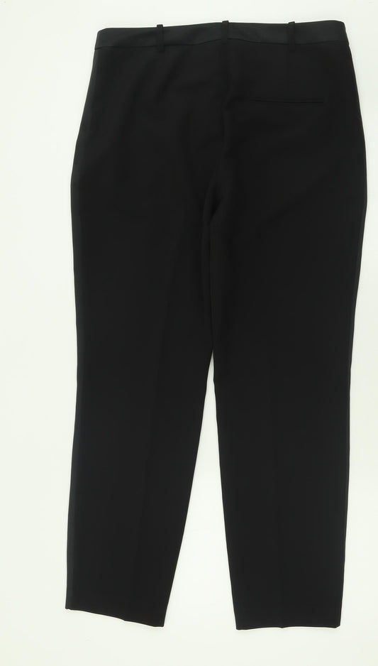 NEXT Womens Black Polyester Trousers Size 12 L28 in Regular Hook & Eye