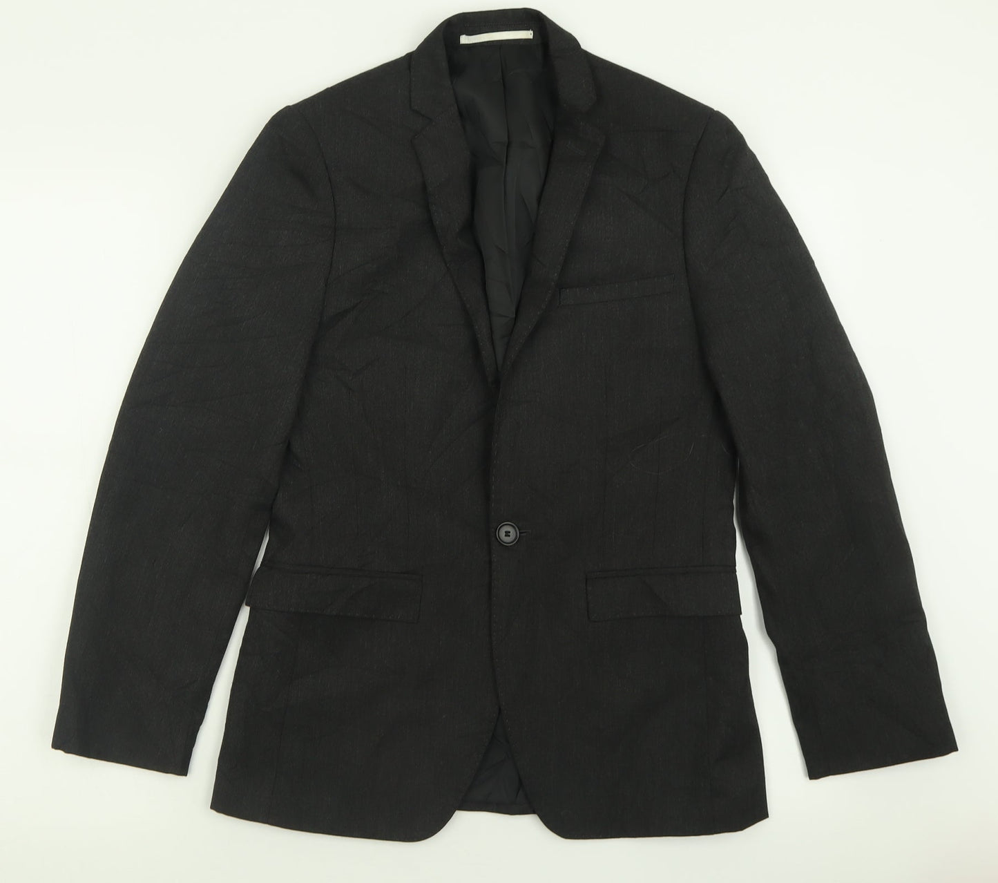 Moss London Mens Grey Polyester Jacket Suit Jacket Size 34