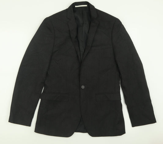 Moss London Mens Grey  Polyester Jacket Suit Jacket Size 34