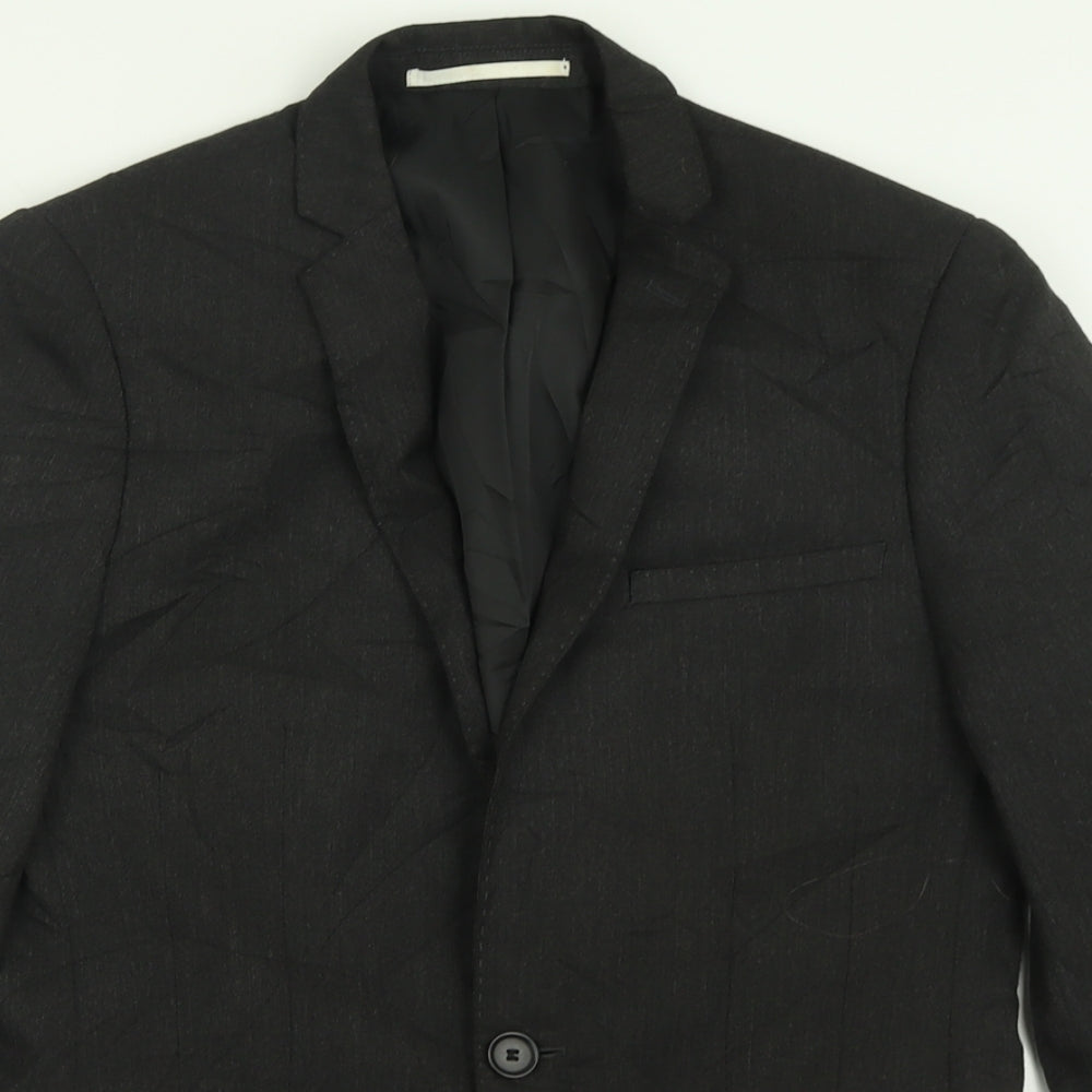 Moss London Mens Grey Polyester Jacket Suit Jacket Size 34