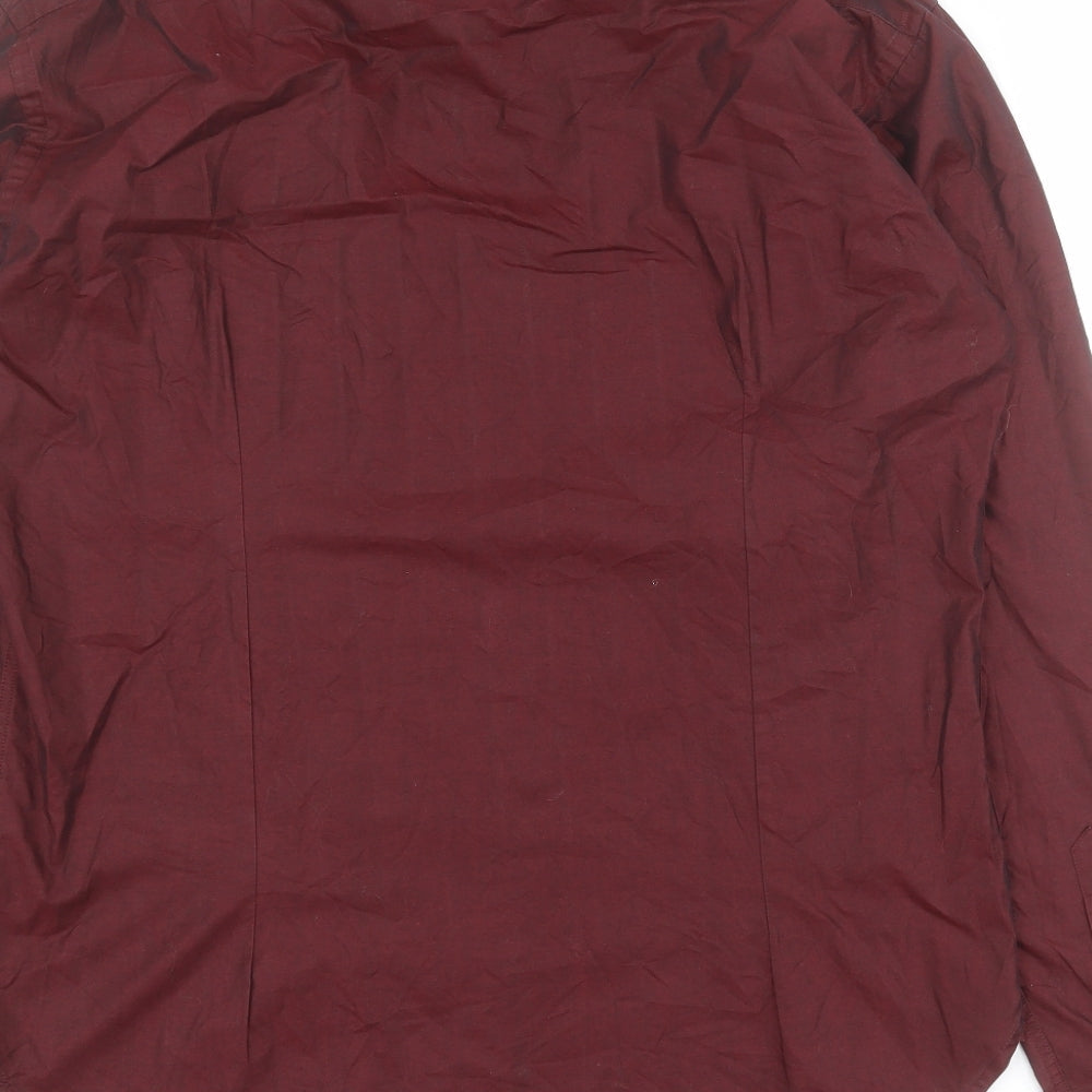 Ventuno Mens Red Cotton Button-Up Size S Collared Button