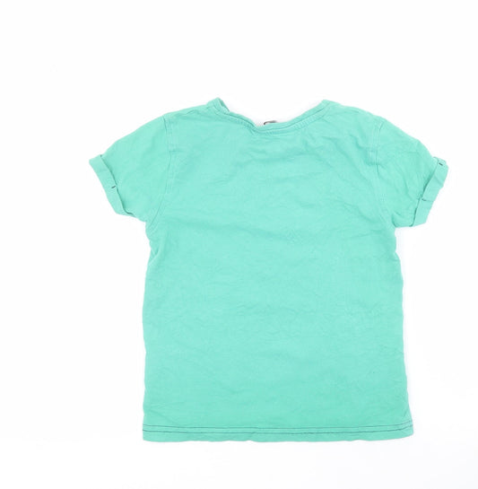 George Boys Green 100% Cotton Pullover T-Shirt Size 6-7 Years Round Neck Pullover