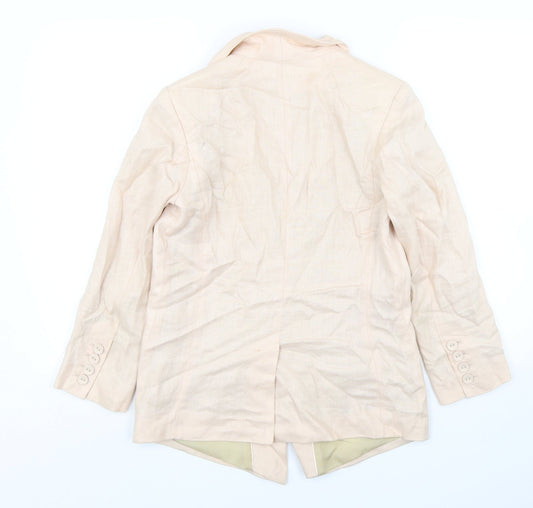 H&M Womens Pink Linen Jacket Blazer Size 8