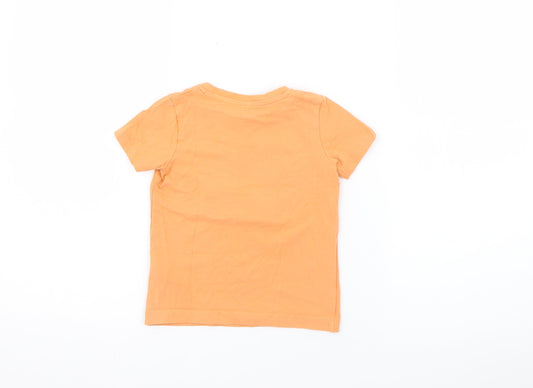 name it Girls Orange Cotton Pullover T-Shirt Size 9-12 Months Crew Neck